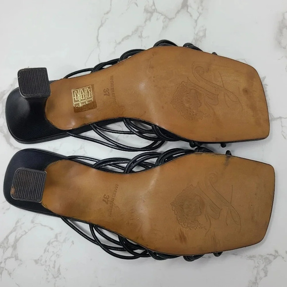 Free People Black Leather Strappy Heeled Sandals 37 - Picture 7 of 7